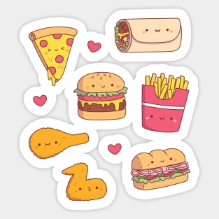 Cute Takeaway Food Doodles Pattern Sticker